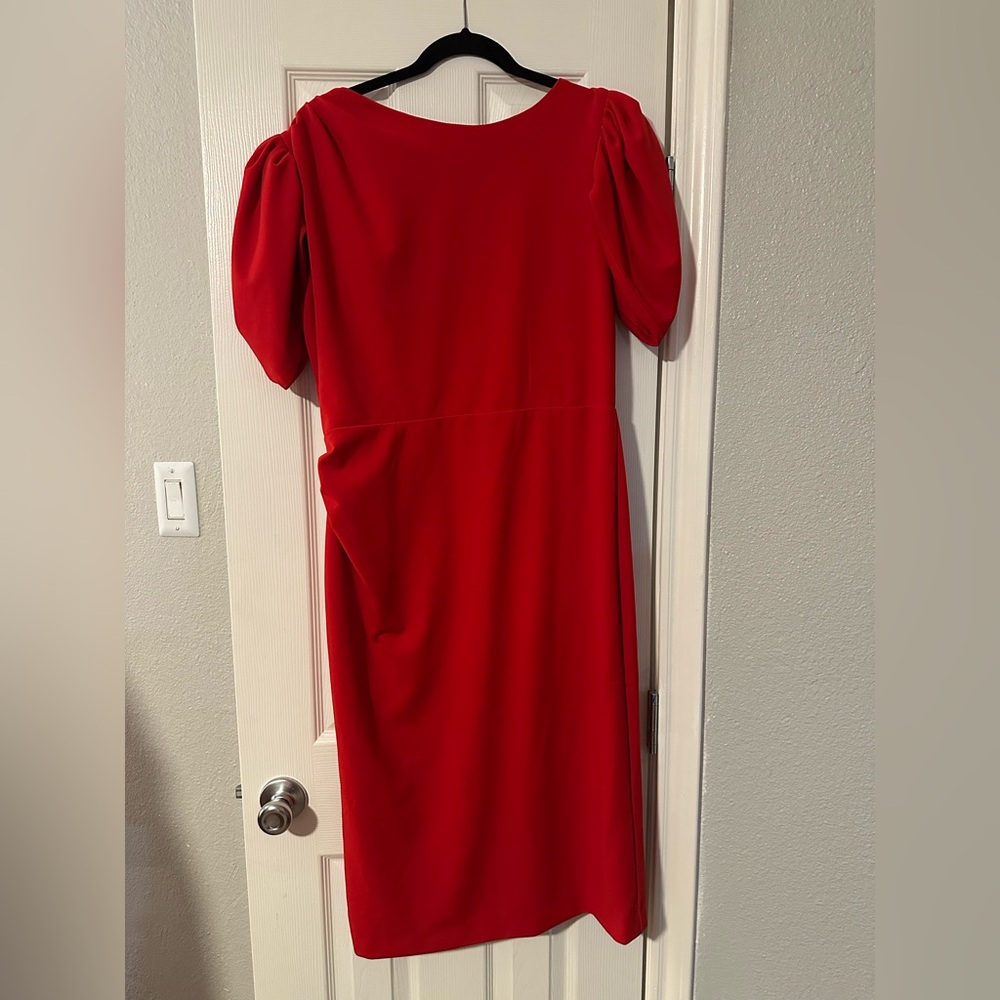 Alexia Admor Red Sheath Dress with Puff Sleeves